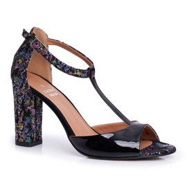 Sandale na šanku Laura Messi 1916 Crni kristali crna