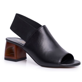 Sandale na šanku Laura Messi 1919 Koža Crna Grehno