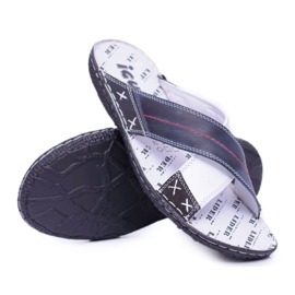 Iguana Tamnoplave svijetle kožne muške papuče U redu tamnoplava