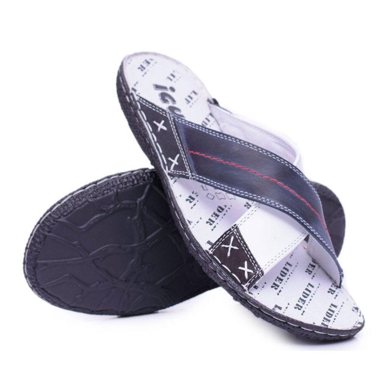 Iguana Tamnoplave svijetle kožne muške papuče U redu mornarsko plava