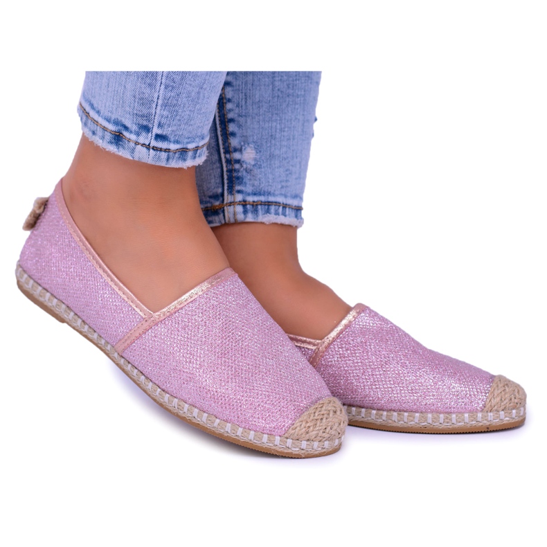 Lu Boo Glitter ženske ružičaste espadrile Slip On Miravet ružičasta