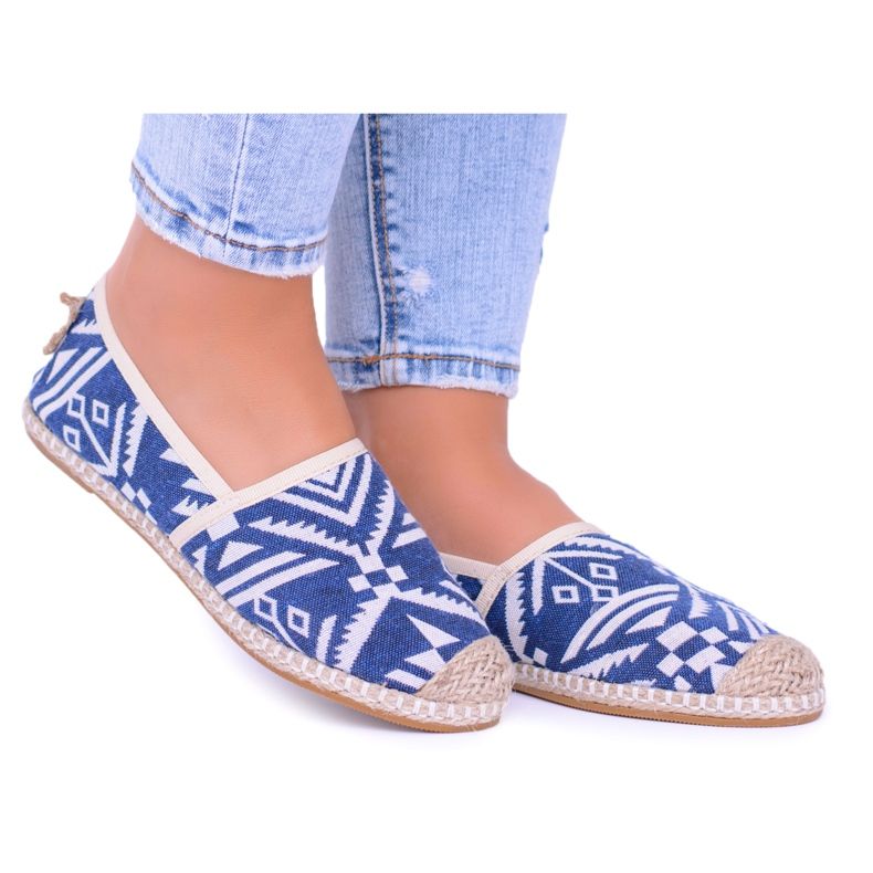 Lu Boo | Ženske espadrile Aztec Bimbi plavo platno plava
