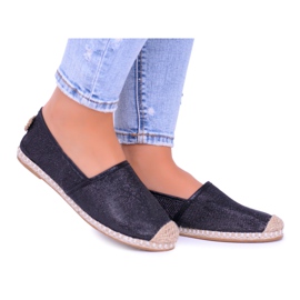 Ženske espadrile Lu Boo Black Glitter Slip On Miravet crna