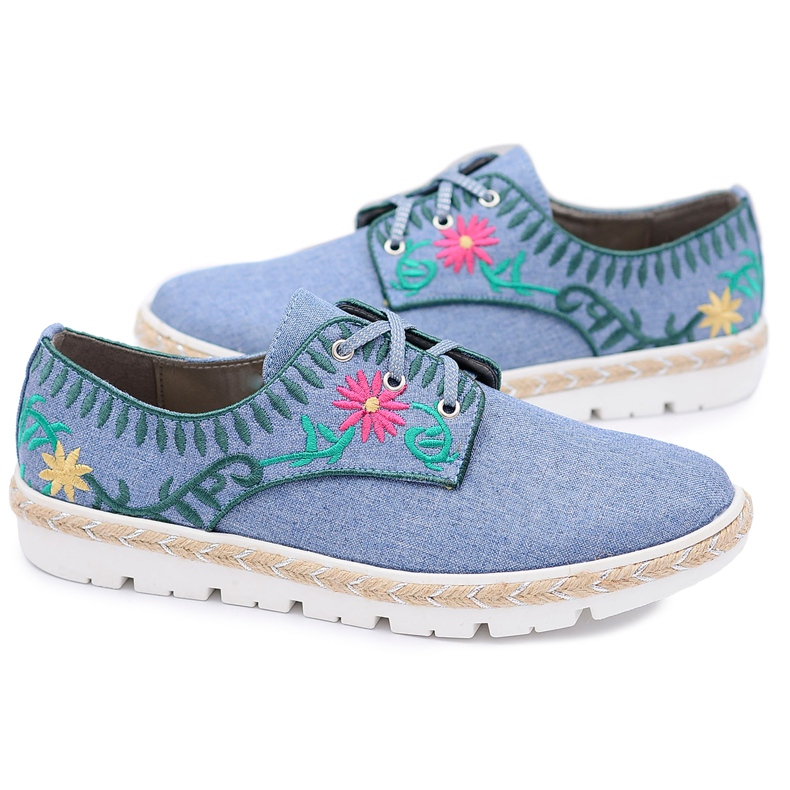 Kylie Crazy | Modne sportske ženske tenisice Cvijeće Traperice Prim mornarsko plava