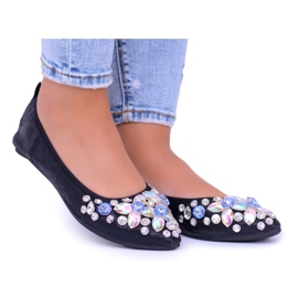 Lu Boo Black Ballerinas na Elastic Stones Even crna