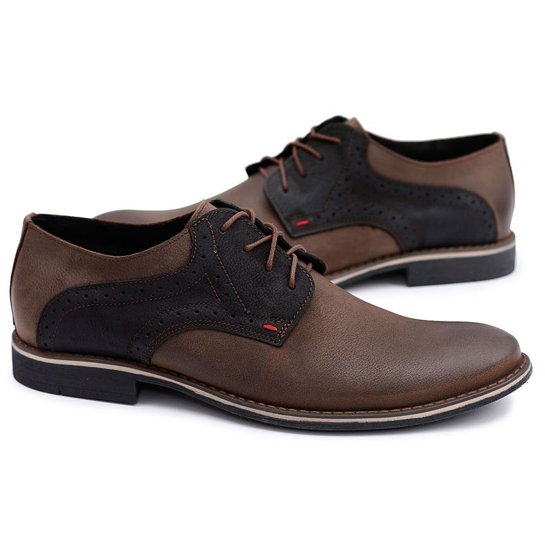 Neex | Control Smeđe kožne poljske muške cipele smeđa