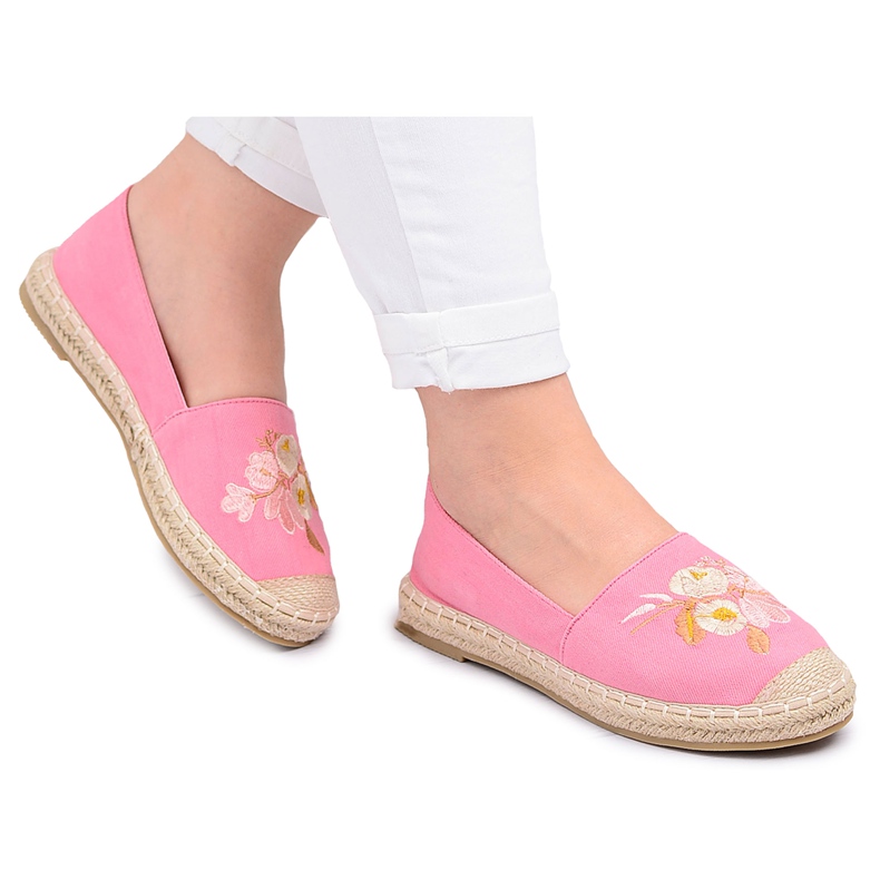 Tkanina Ružičasta ženska espadrila Slip On Flowers Wild