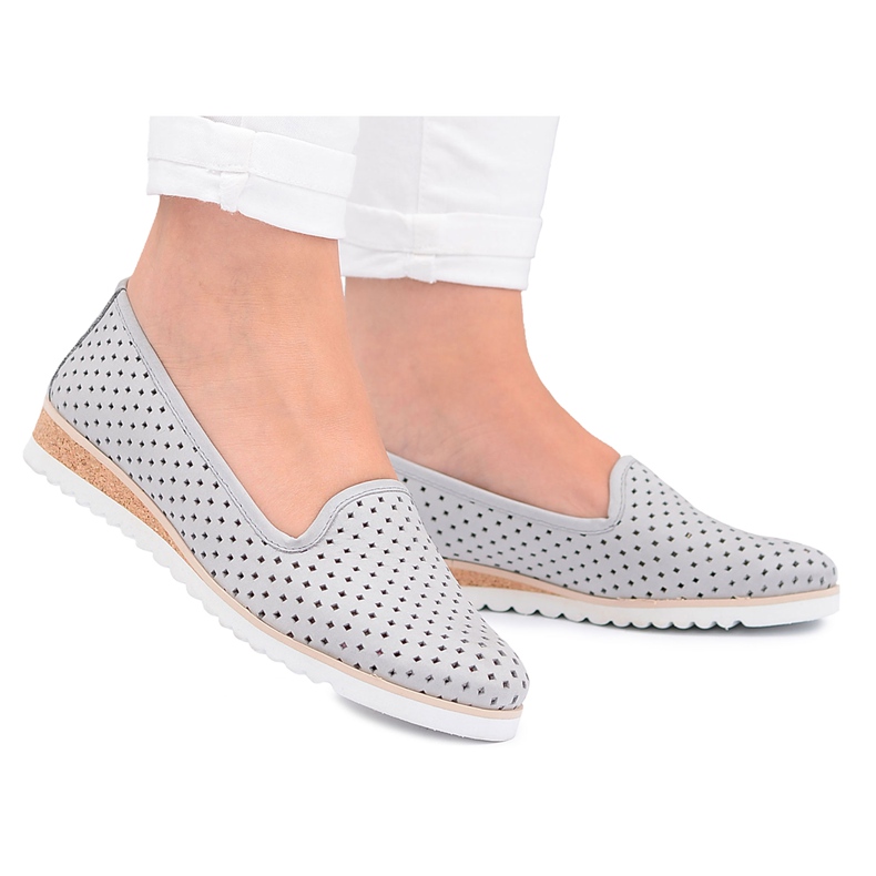 Stagórs Kožna siva poljska balerina Lordsy Gabi