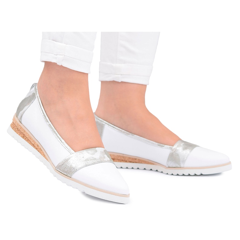 Stagórs Poljske kožne bijele balerinke Moro Persi bijela