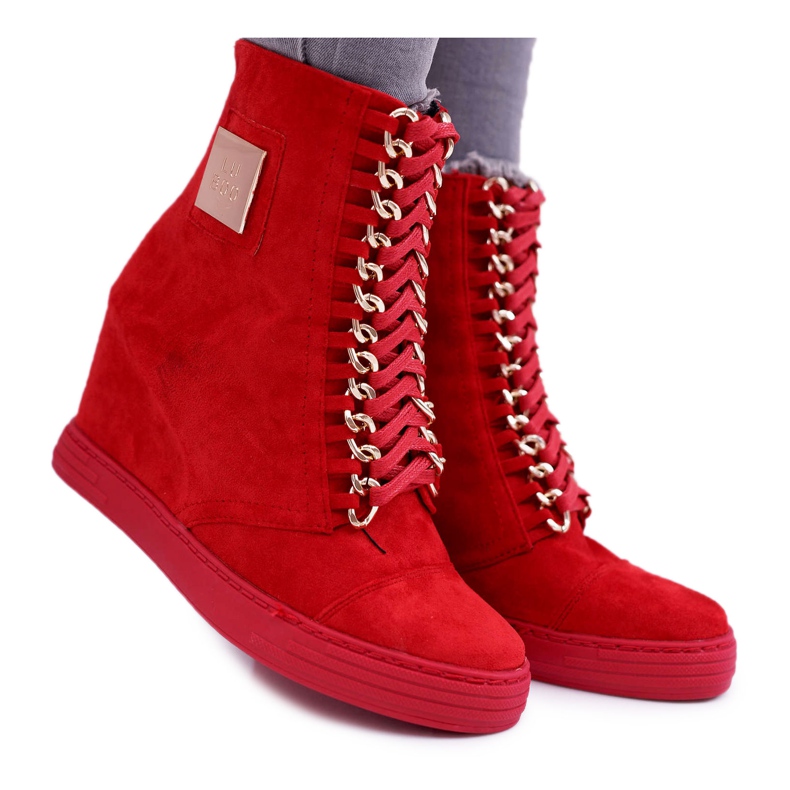 Ženske tenisice Lu Boo s lancima Suede Red Monica crvena