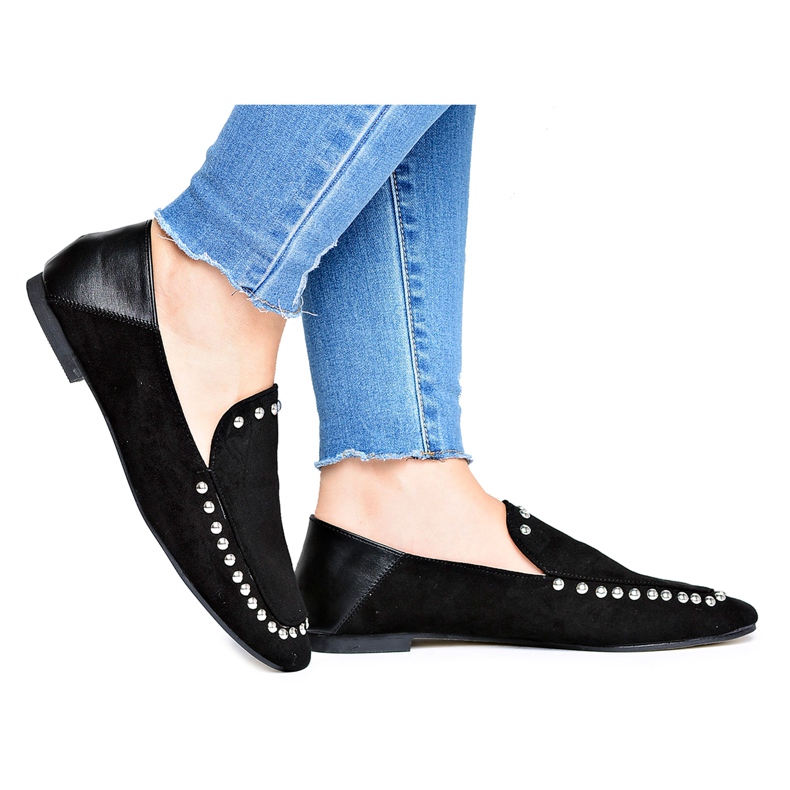 Lu Boo Ženske balerinke Black Lords sa plantažama crno