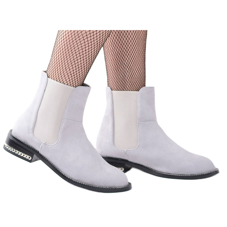 Ženske sive čizme Jodhpur čizme s lancima Lu Boo Tennes siva