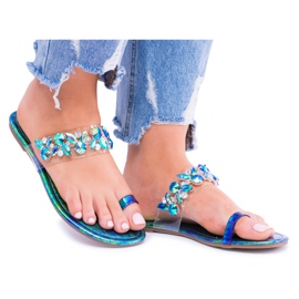 Lu Boo Elegantne benzinske papuče šljokice Tanut raznobojna