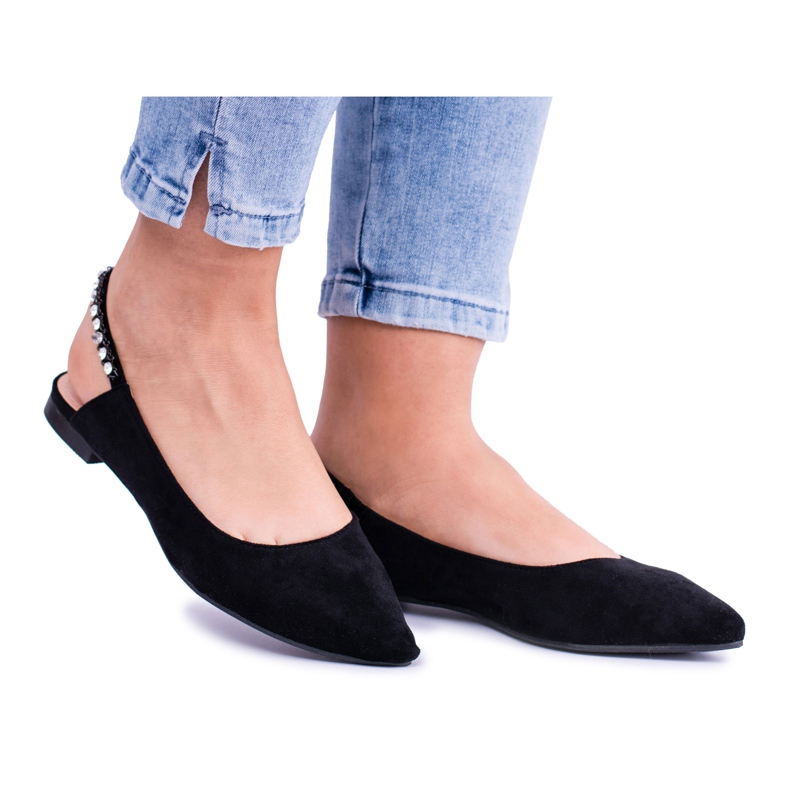 Lu Boo crne antilop balerine u Szpitz Rhinestones Macron crno