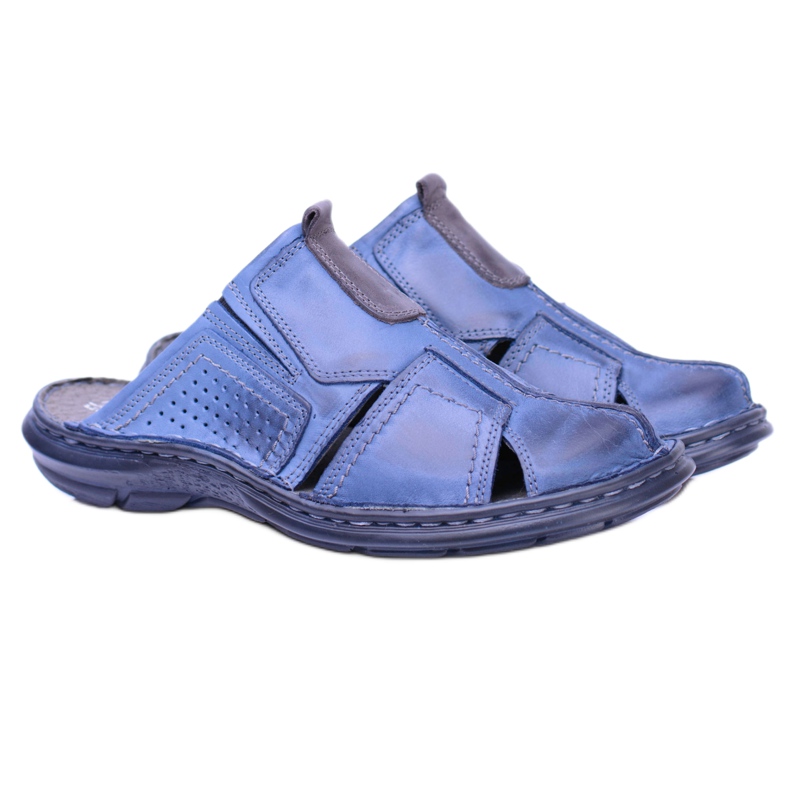 Polbut Kožne izgrađene muške tamnoplave Milanos papuče mornarsko plava