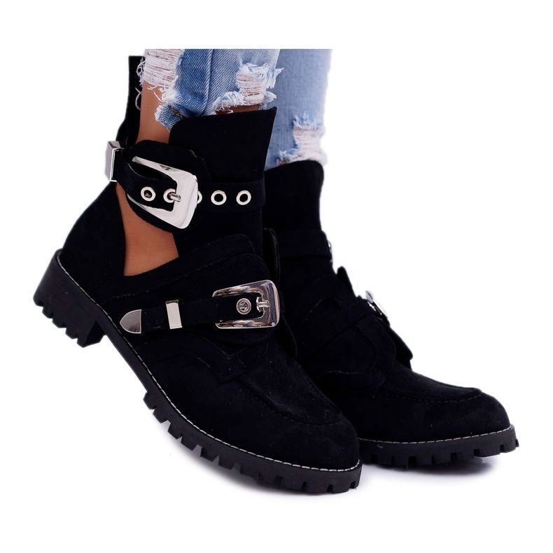 Lu Boo Crne antilop izrezane čizme Rock Girl crno