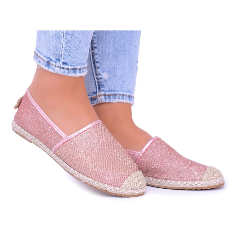 Lu Boo ženske espadrile Slip On Glitter Rose gold Miravet ružičasta