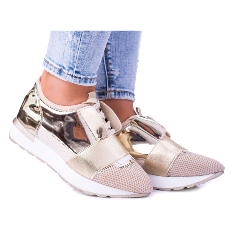 Lu Boo ženske zlatne sportske cipele Madoni zlatna