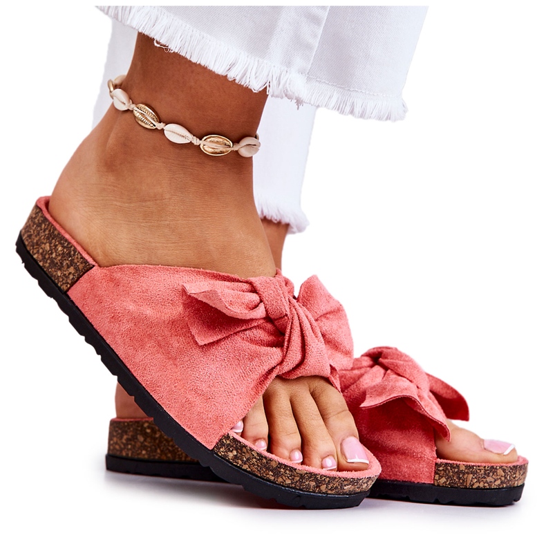 PS1 Ženske koraljne papuče s mašnom Wendy Cork ružičasta