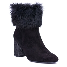 Laura Messi Ženske crne antilop čizme s krznom Laure Messi 1689 crna