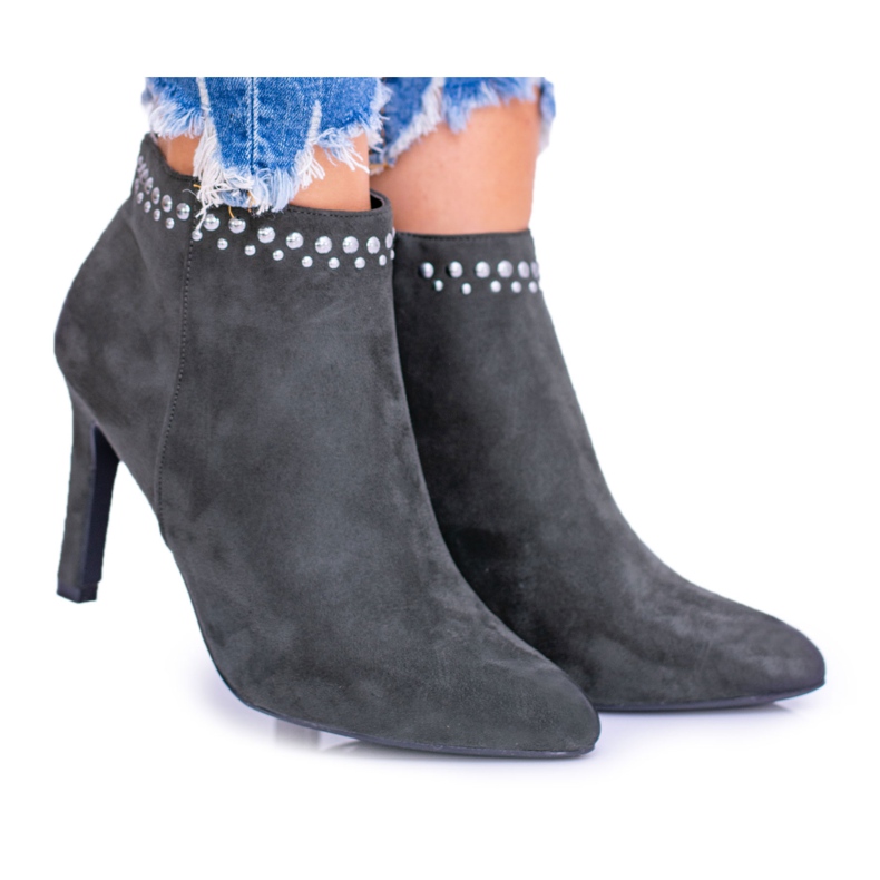 Vinceza Ženske čizme od masline na zakovicama na visokoj peti Bemi zelena