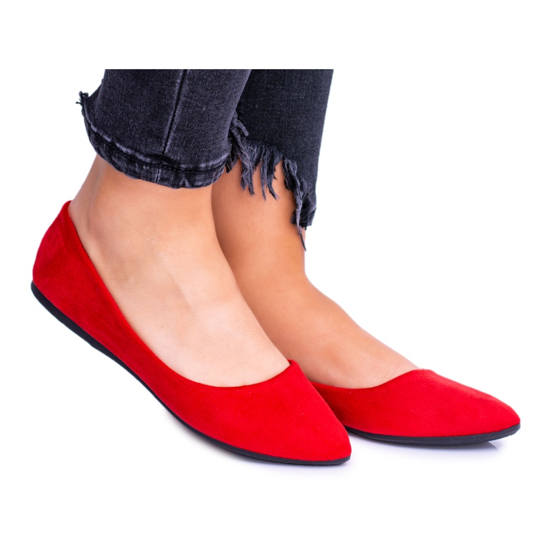PS1 Crvene ženske balerinke antilop Dermeno crvena
