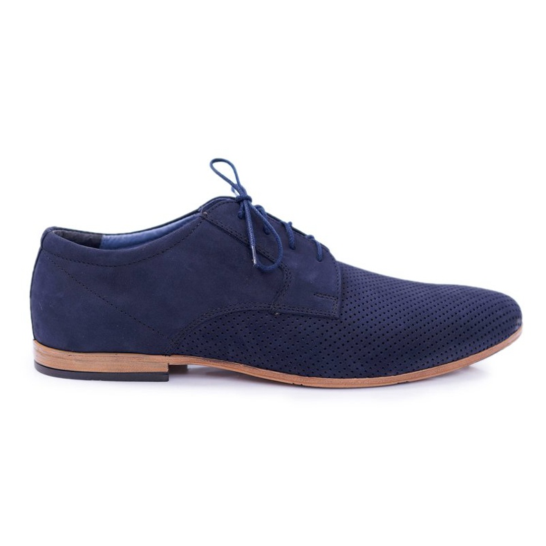Bednarek Polish Shoes Muške broge Bednarek Nubuck Openwork Navy Blue Hermes mornarsko plava