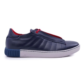 Bednarek Polish Shoes Muške sportske kožne cipele Bednarek bez mrežice Navy Blue Geos tamnoplava