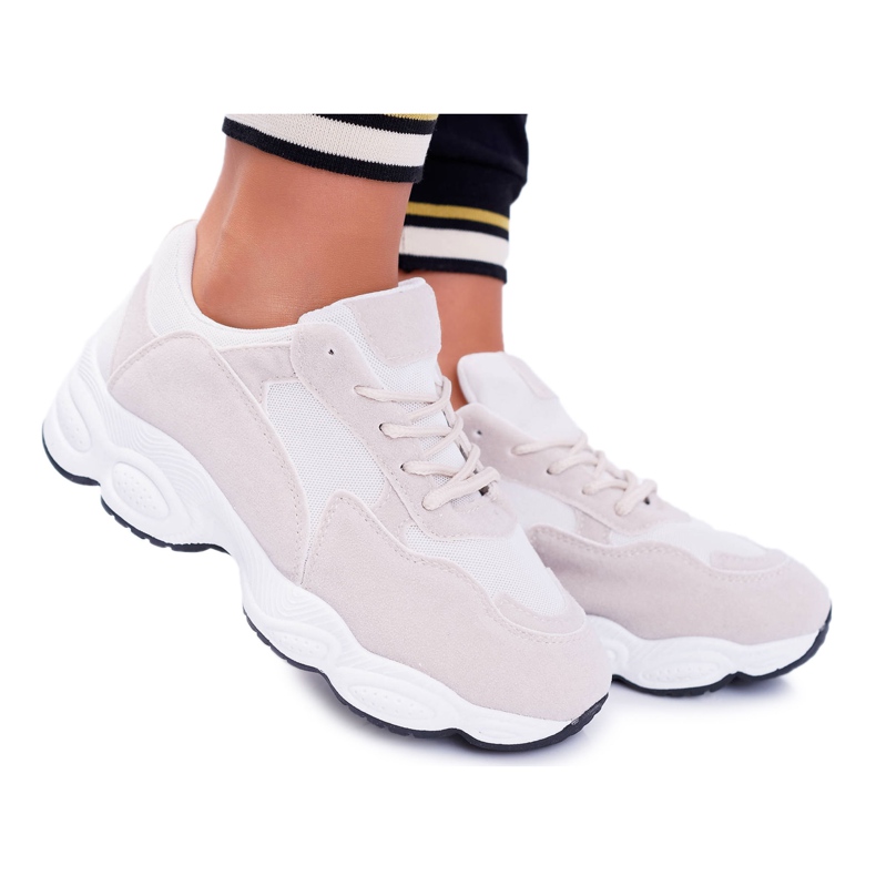 NFR Ženske sportske cipele od antilopa bež i bijela lizalica smeđa