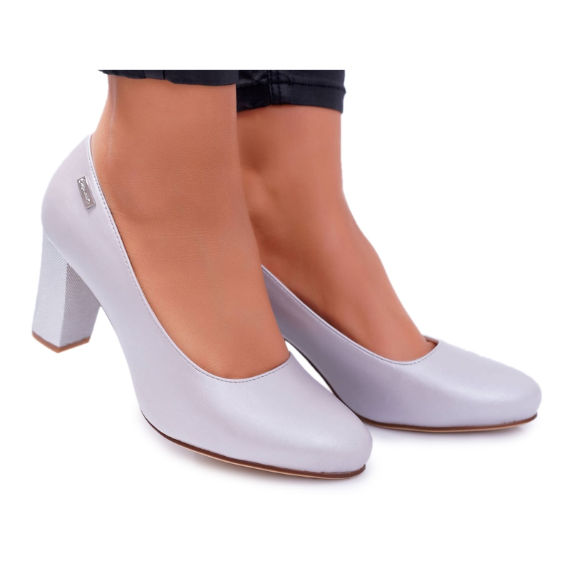 Ženske pumpe Sergio Leone PB130 Silver Pearl Amber siva