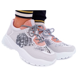 NFR Ženske sportske cipele s visokim potplatom i zmijskom kožom ružičasta siva