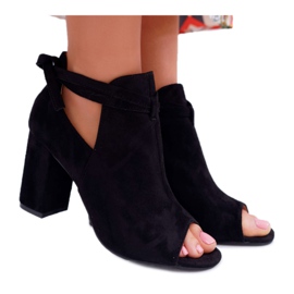 Vinceza Crne čizme Sandale na šipci Otvoreni prsti Sivi crna