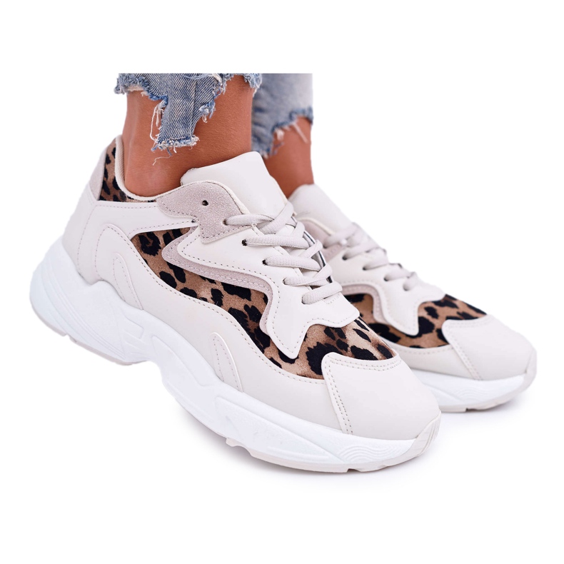 FJ1 Ženske sportske cipele Bež Leopard Mezeno bijela smeđa