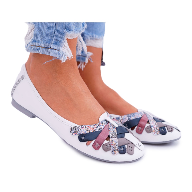 Ženske balerinke Maciejka koža bijela 01358