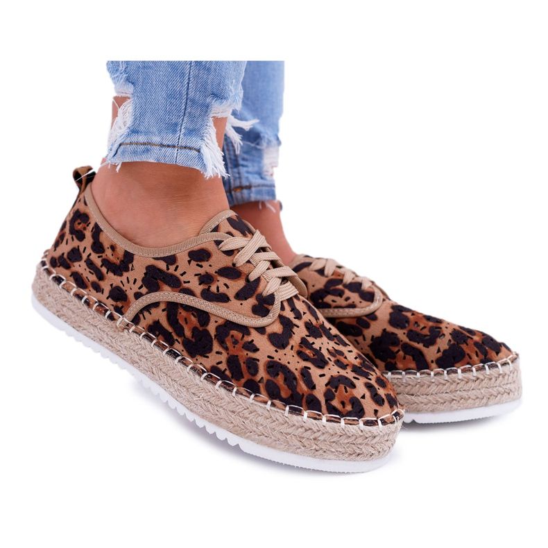 HAN Ženske espadrile na vezice od antilopa Leopard MyShoes smeđa