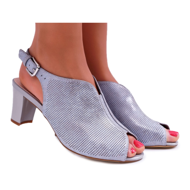 Ženske sandale na visoku petu Sergio Leone SK800 siva Fanfara