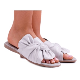 EVE Ženske papuče sa sivom mašnom za sjedenje siva