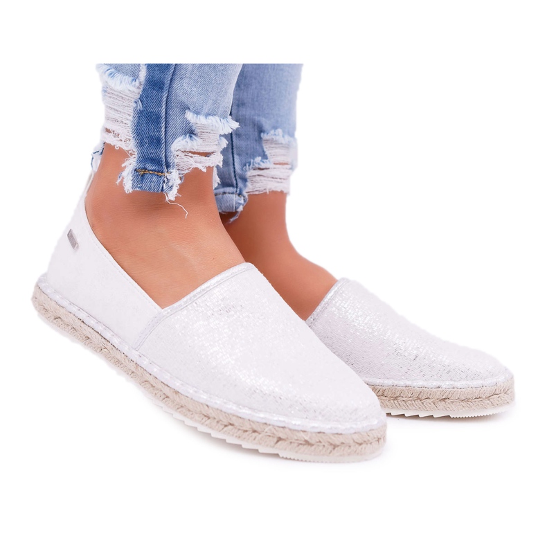 Ženske espadrile Big Star Pleteni potplat srebrni DD274770 siva