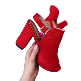 BUGO Ženske sandale na visoku petu s otvorenim prstima Red Montree crvena