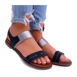 Ženske sandale sa ravnim dnom Sergio Leone SK014 Crna Agrina crno