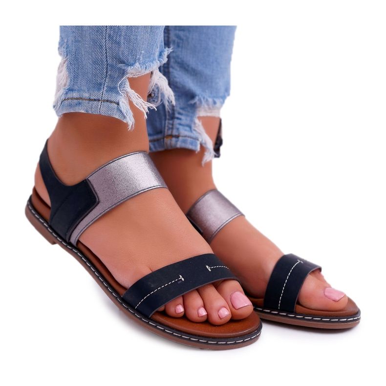 Ženske sandale sa ravnim dnom Sergio Leone SK014 Crna Agrina crno