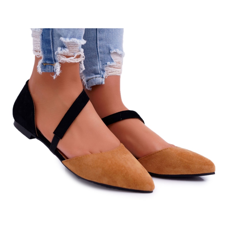 Lu Boo balerina u Spitz Camel Carana Suede smeđa