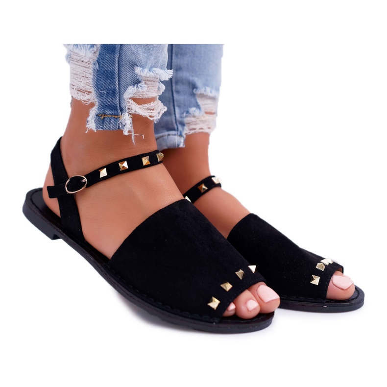 Ženske sandale Lu Boo Suede Black Silena crno