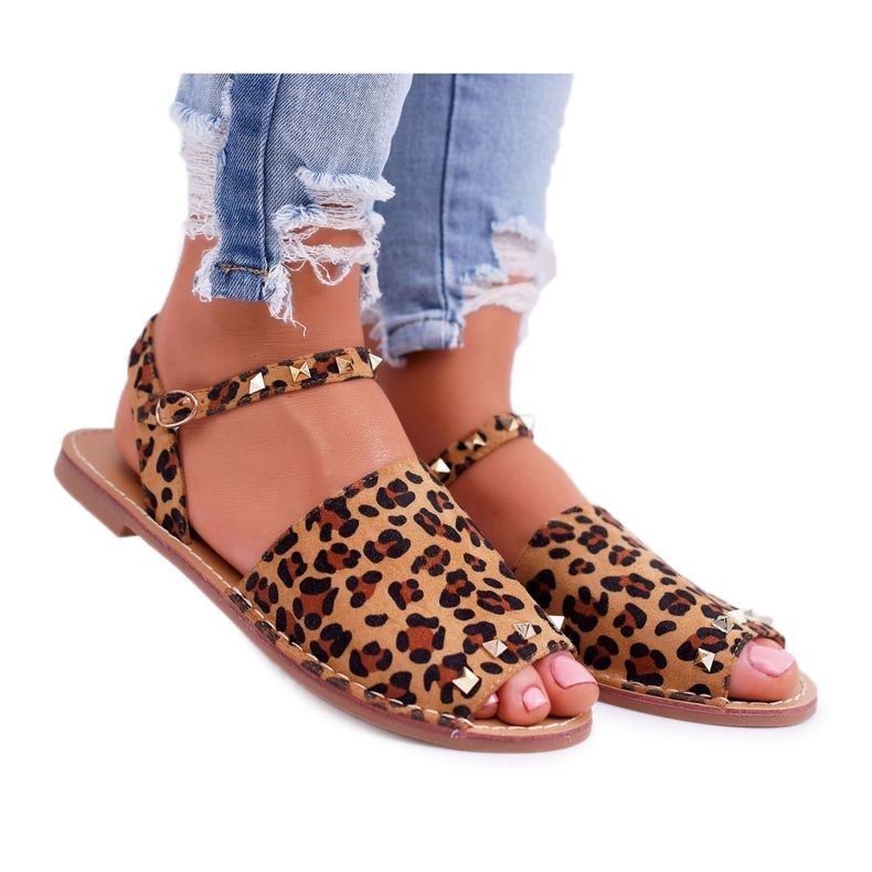 Ženske sandale Lu Boo Suede Leopard Silena smeđa