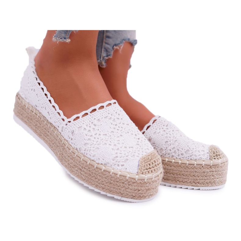 BUGO Ženske čipkaste espadrile Bijela Lovely Haven