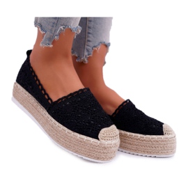 Ženske espadrile od crne čipke Lovely Haven crna