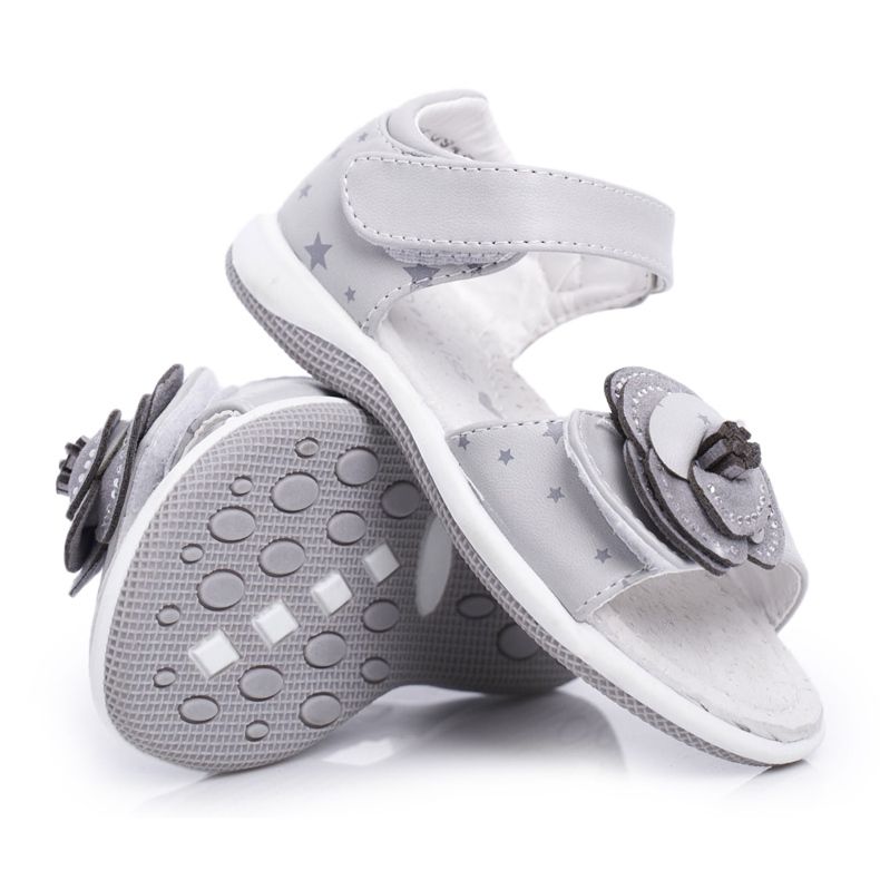 EVE Dječje sandale s čičkom za djevojčice Sivi flamenko siva