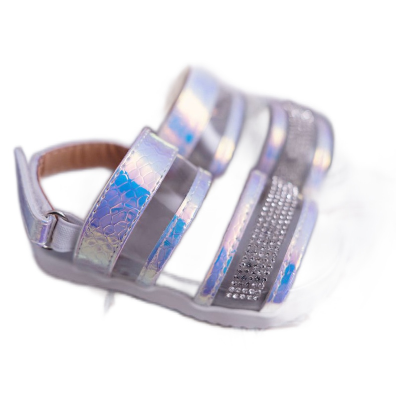 FRROCK Dječje sandale s čičkom za djevojčice Petrol Bijela Matylda raznobojna