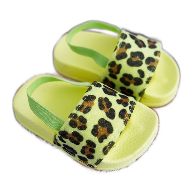 FRROCK Dječje djevojačke papuče Brokat Leopard Lime Rimia raznobojna zelena