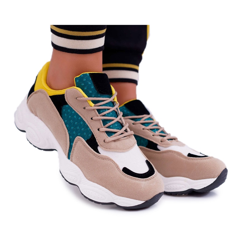 NFR Ženske sportske cipele Suede Green Green Yellow Lizalica raznobojna zelena žuta boja